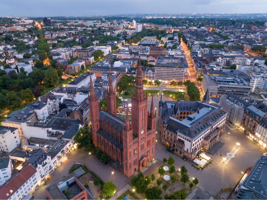 Versicherungsmakler Wiesbaden: Luftansicht der Altstadt