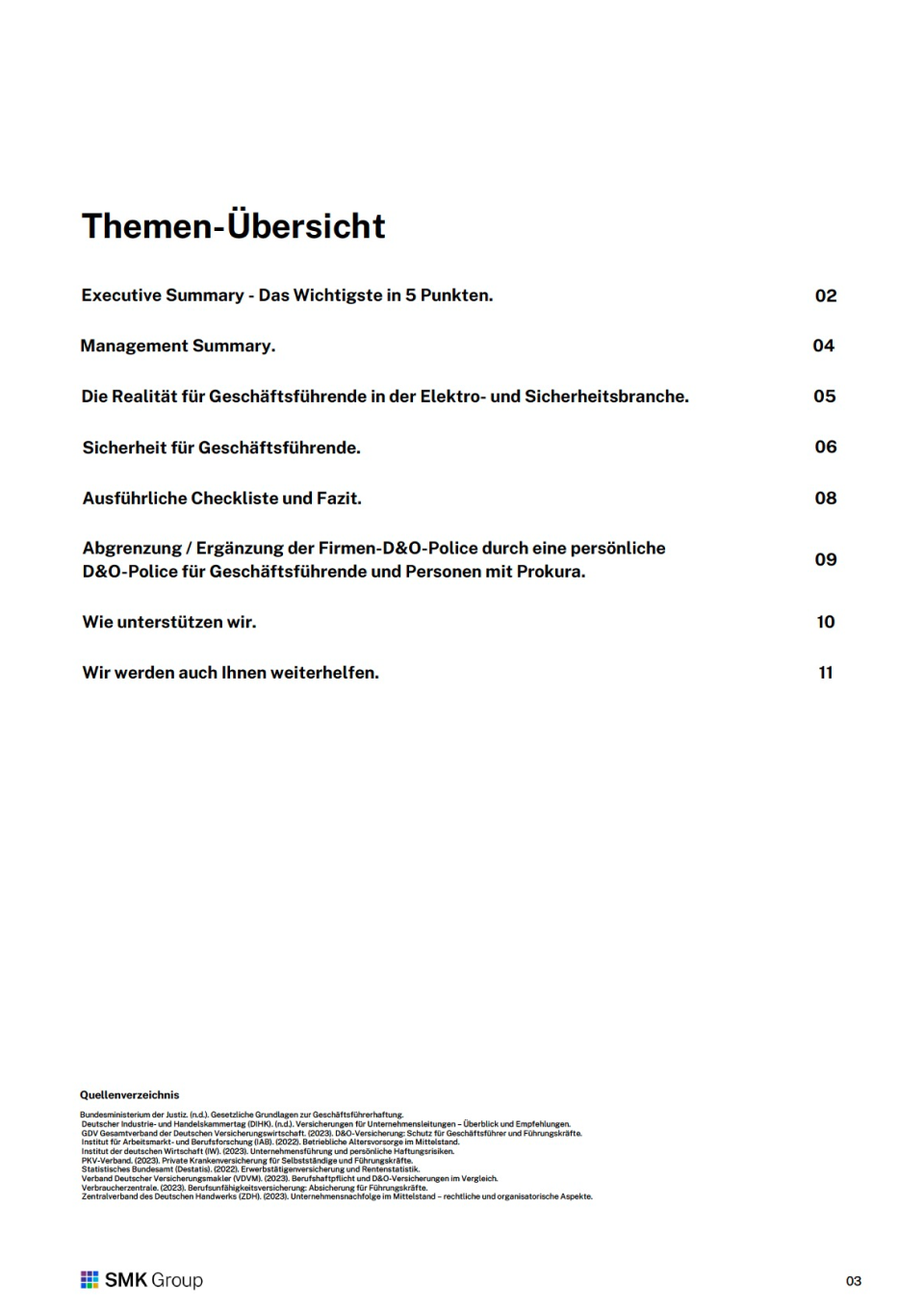 Versicherungen & Absicherung Geschäftsführende | Elektro 3 Management-Briefing: Versicherungen und persönliche Absicherung Geschäftsführende Elektro - Inhalt