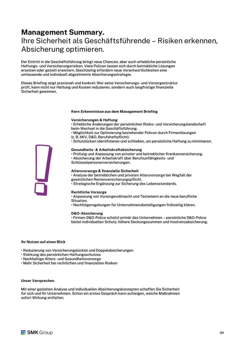 Versicherungen & Absicherung Geschäftsführende | Elektro 5 Management-Briefing: Versicherungen und persönliche Absicherung Geschäftsführende Elektro - Inhalt