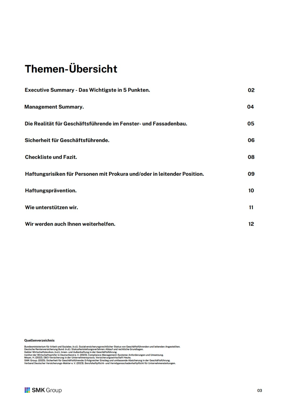Sicherheit für Geschäftsführende | Fenster & Fassade 3 Management-Briefing: Sicherheit für Geschäftsführende Fenster & Fassade - Inhalt