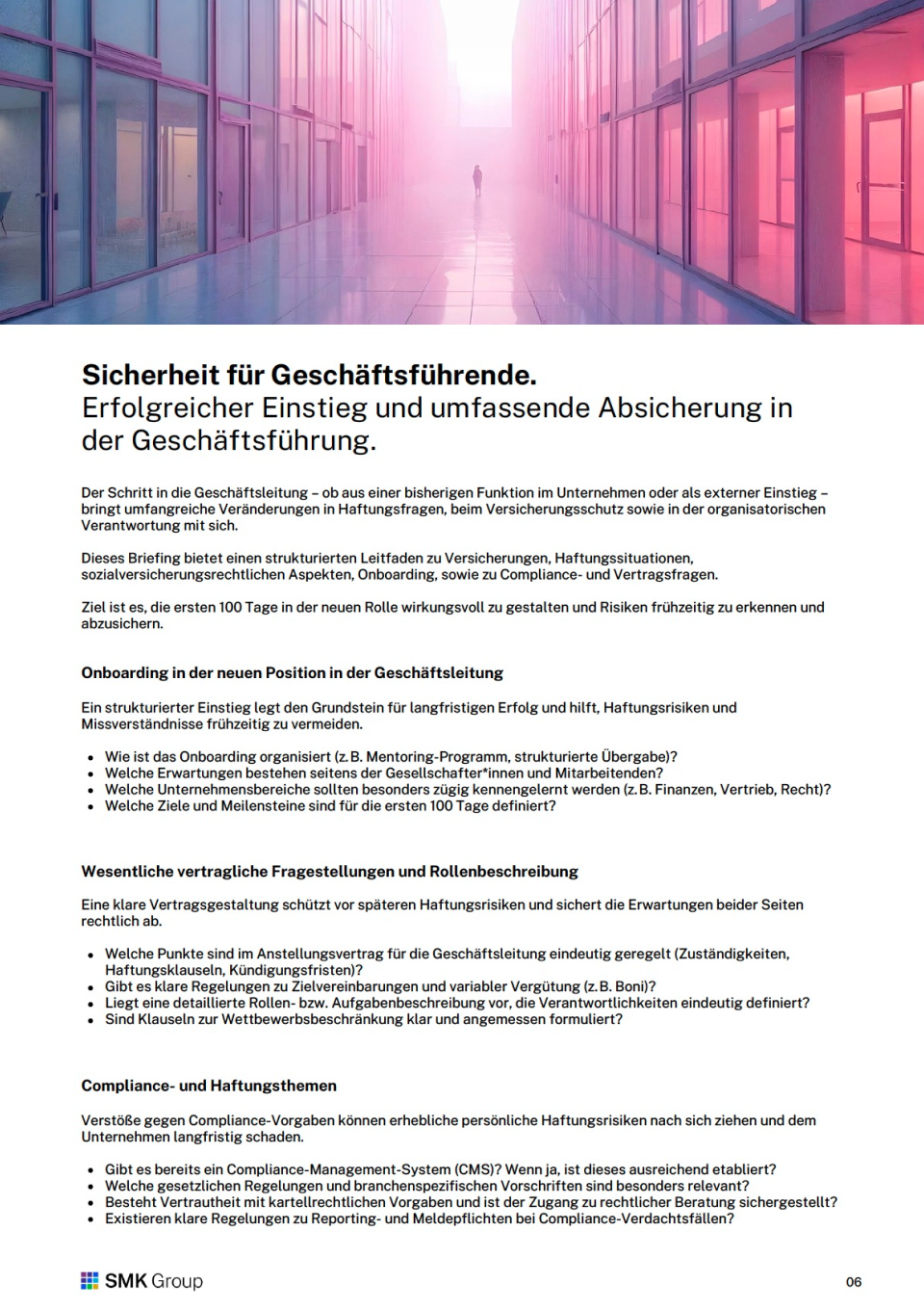 Sicherheit für Geschäftsführende | Fenster & Fassade 5 Management-Briefing: Sicherheit für Geschäftsführende Fenster & Fassade - Inhalt