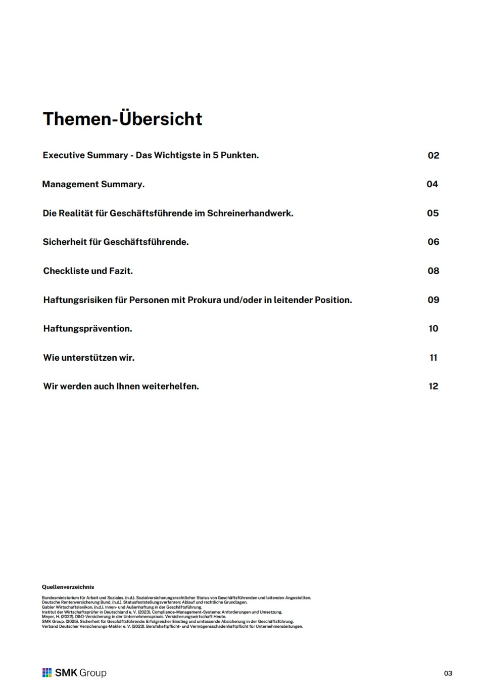 Sicherheit für Geschäftsführende | Schreiner 3 Management-Briefing: Sicherheit für Geschäftsführende | Schreiner - Inhalt