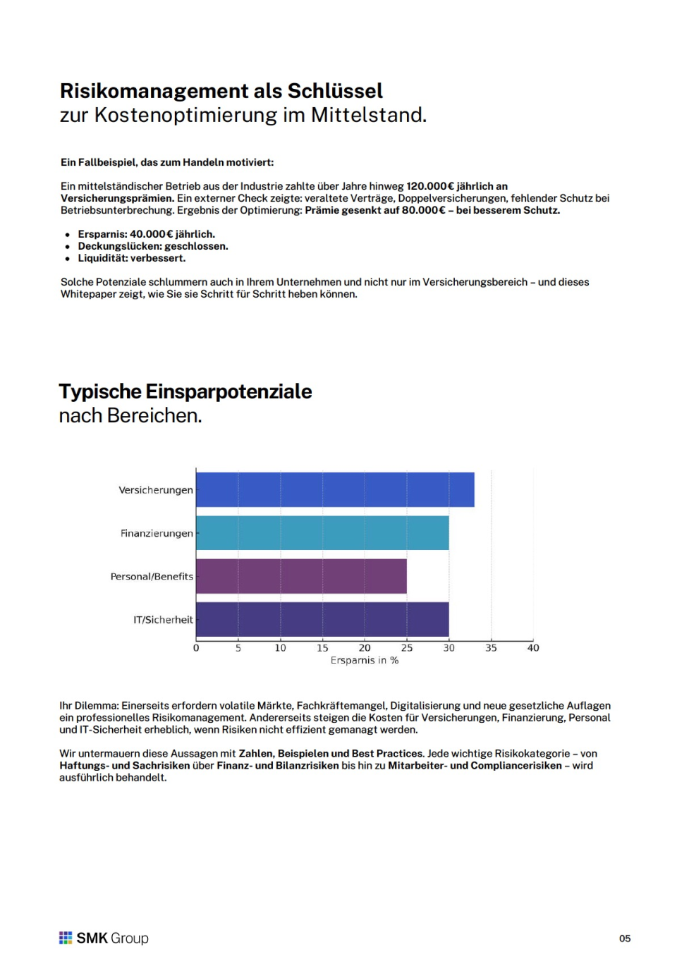 Whitepaper: 30 % Kostensenkung durch optimiertes Risikomanagement - Inhalt