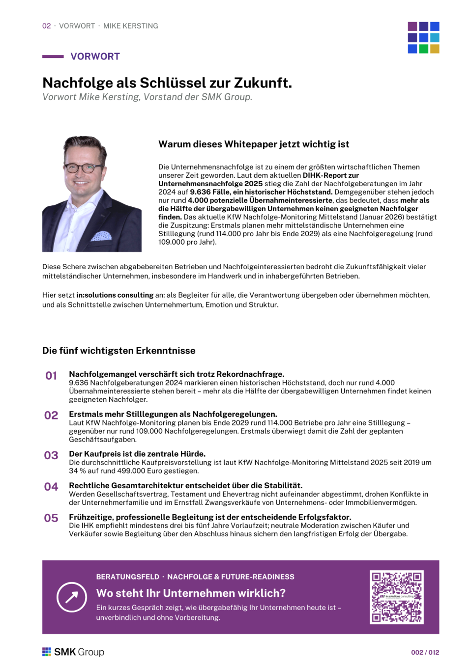 Erfolgreiche Unternehmensnachfolge im Mittelstand. 3 Whitepaper Nachfolgeberatung insolutions DA 1 7640d1dd